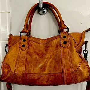 Frye satchel leather bag beige